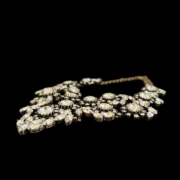 J Crew Czech Glass Crystal Floral Bib Statement Necklace Gold Plated Wedding WOW - Picture 14 of 16